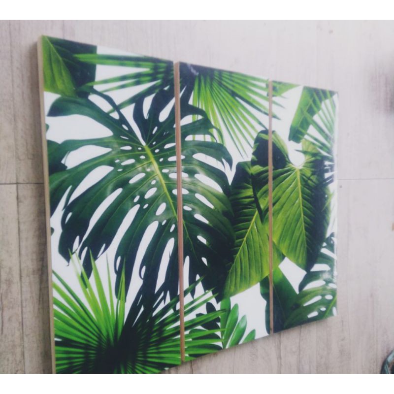Hiasan Dinding Pajangan Dinding Aesthetic Kamar Daun Monstera Bahan Kanvas