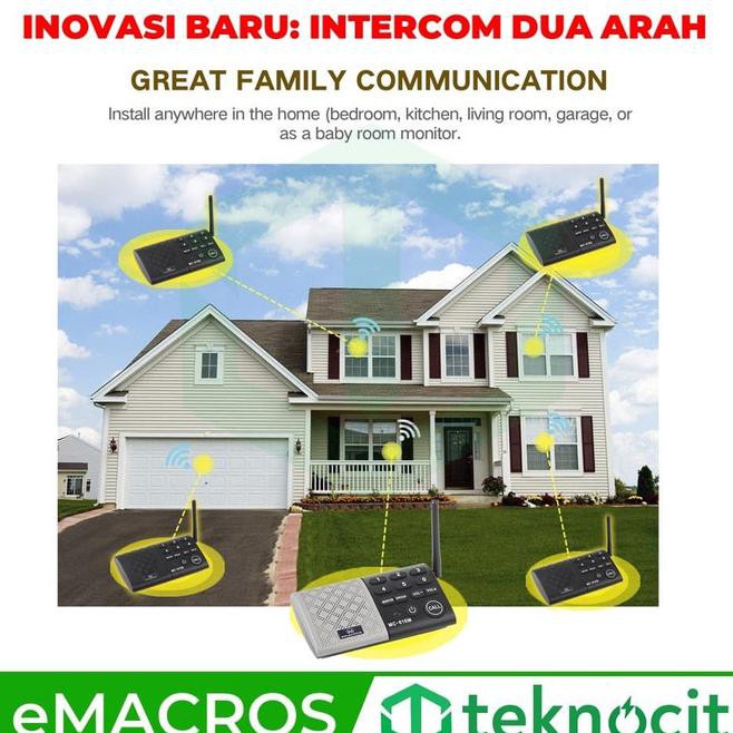 Hosmart Emacros 2-Way Wireless Intercom Telepon Cordless Dect 3Ch