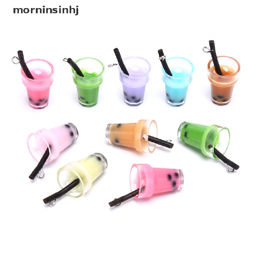 10pcs Liontin Bentuk Milk Tea Bahan Resin Untuk Membuat Perhiasan