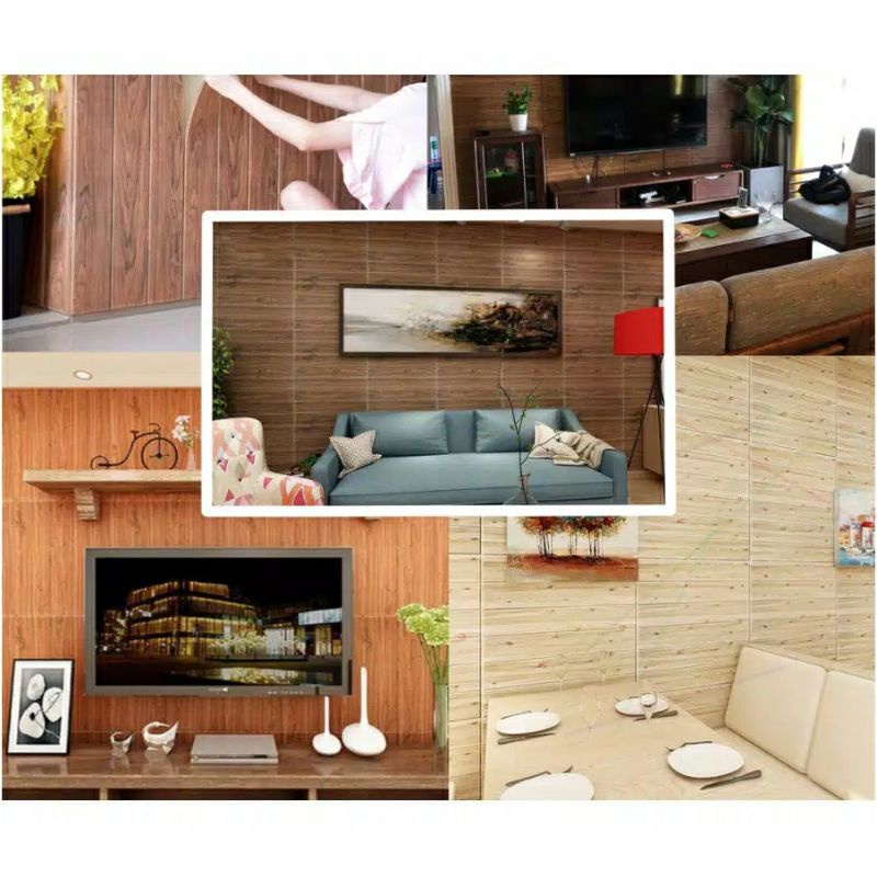 WALLPAPER DINDING EMBOSS 3D FOAM MOTIF KAYU ADA 5 WARNA