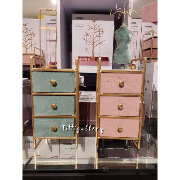 JEWELRY BOX/KOTAK PERHIASAN VELVET GREEN/PINK INFORMA