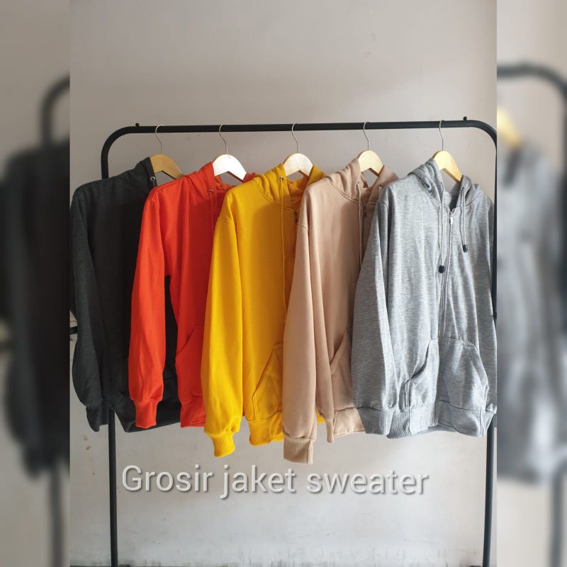 Jaket sweater hoodie zipper polos pria/wanita-6