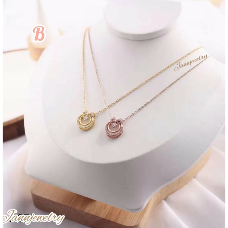 Kalung Titanium Dancing Stone Look A like Tidak Karat Anti Alergi