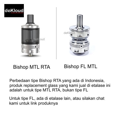 Kaca BISHOP MTLx RTAx Replacement 22mm warna glass bening