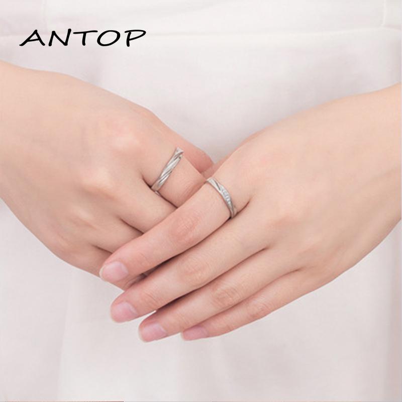 Cincin Pasangan Model Terbuka Adjustable Warna Silver Aksen Berlian