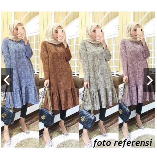 BERLINA-TUNIK KAOS IMPORT JUMBO XXL RIB KANCING MELAR POLOS LEMPER MUSLIMAH