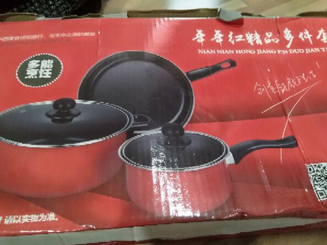 Panci Set 3 In 1 Anti Lengket / Panci Dan Wajan Penggorengan / High Quality / Cod