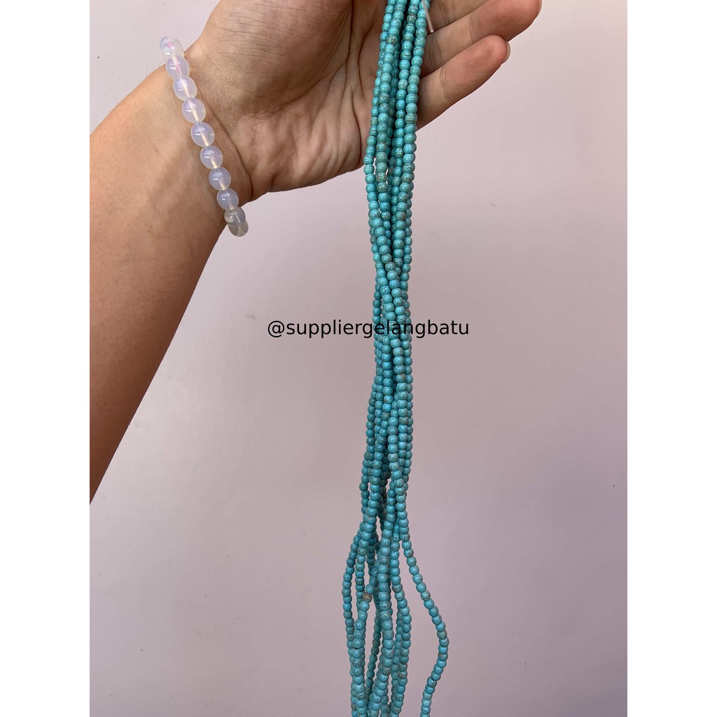 bahan Blue pirus Biru 4mm natural phyrus bahan gelang kalung howlite