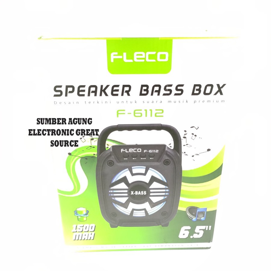 Fleco Speaker Bass Box F6112 F6111 6.5inch 1500mAh Portable Blueooth P