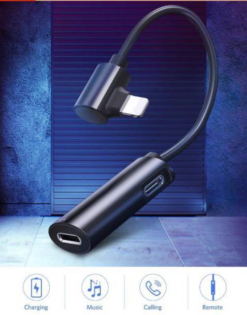 Kabel Converter Lightning to Audio Jack + Female Adapter 2in1 Charger &amp; Listen Music