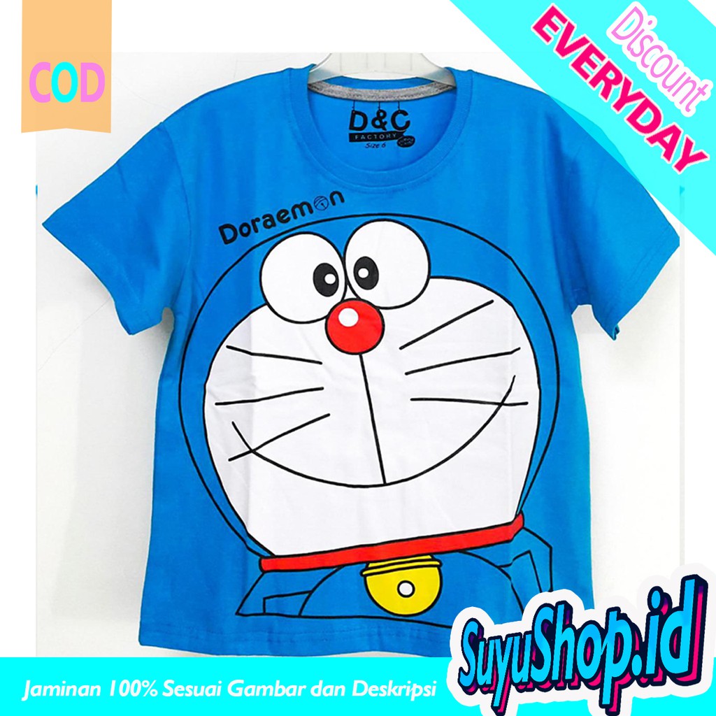  Baju  Anak Kaos  Anak Motif Doraemon  Biru 1 10 Tahun 