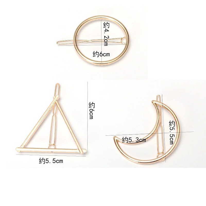 Jepit Rambut Bentuk Segitiga Geometris Hollow Bahan Logam Gaya Korea Untuk Wanita