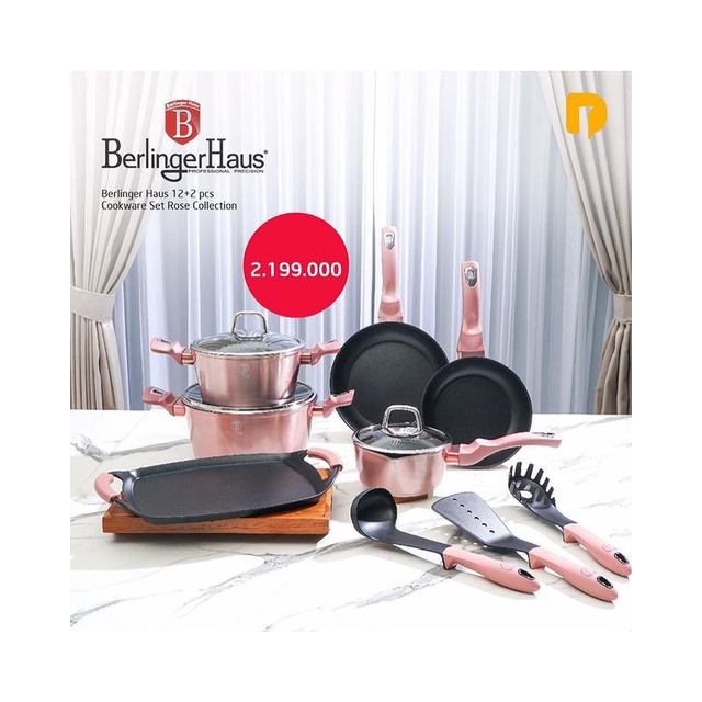 Panci Sultan Mewah Komplit Berlinger Haus Cookware set Rose