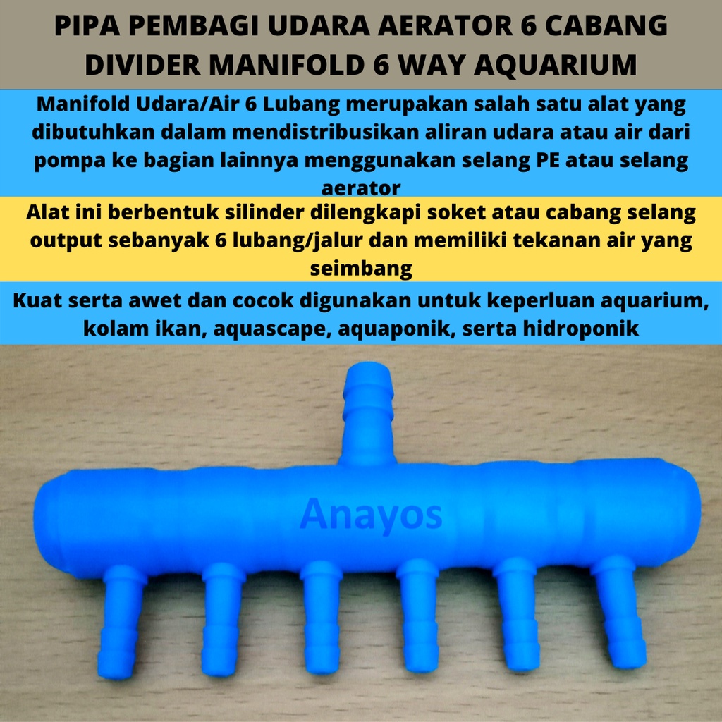 Pipa Pembagi Udara Aerator 6 Cabang Divider Manifold 6 Way Aquarium