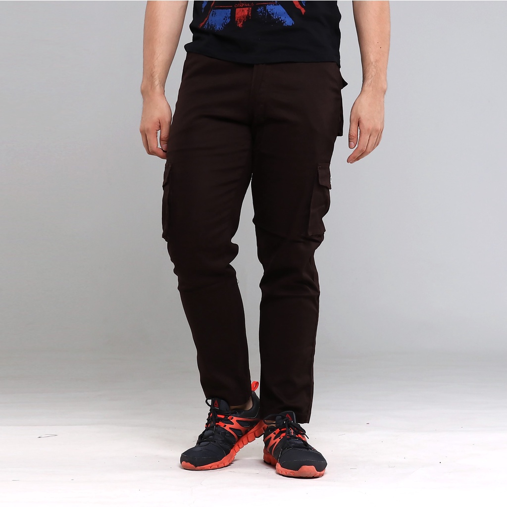 Celana Panjang Utility Chino Cargo Tactical Ankle Pants Big Size (Dark Brown)