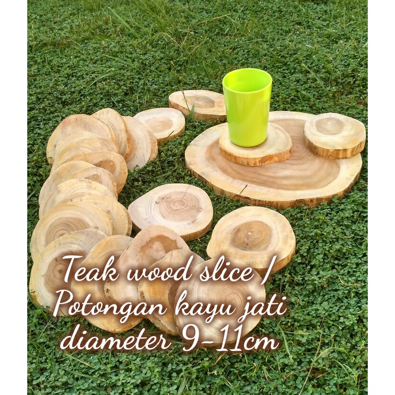 Teak wood slice tatakan kayu jati hiasan dinding rustic dekorasi