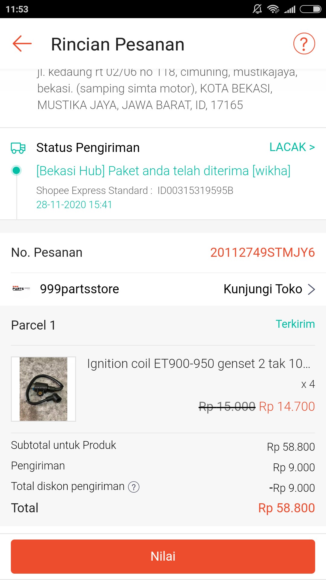 Ignition Coil Et900-950 Genset 2 Tak 1000 Watt