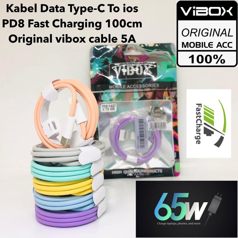 Kabel Data Type-C To ios PD8 Fast Charging 100cm Original vibox cable 5A