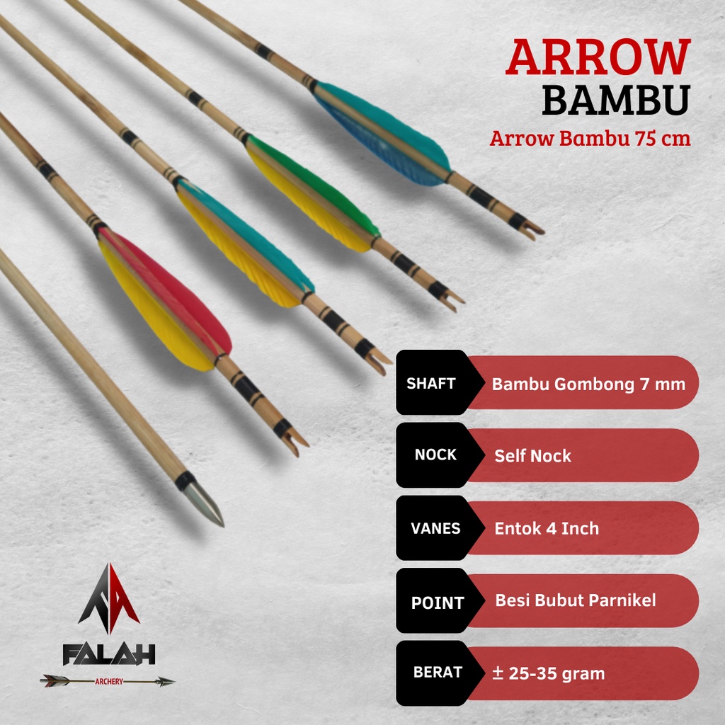 Arrow Bambu Vanes Entok / Arrow Bambu Cresting / Arrow Bambu Isi 6 pcs