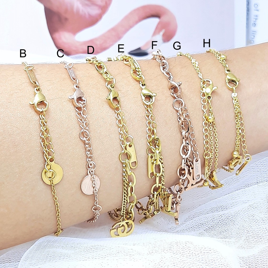 Gelang Titanium Layer Small Clover Rosegold - BB557