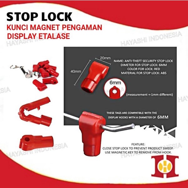 Kunci Pengaman Display Etalase Stop Lock Kunci Magnet-10pcs