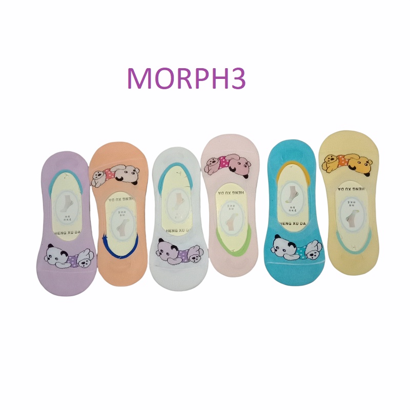 Kaos Kaki Pendek Wanita Invisible Korea Style Hidden 1Pasang (Bahan Katun)(Campur)-Random Morph3