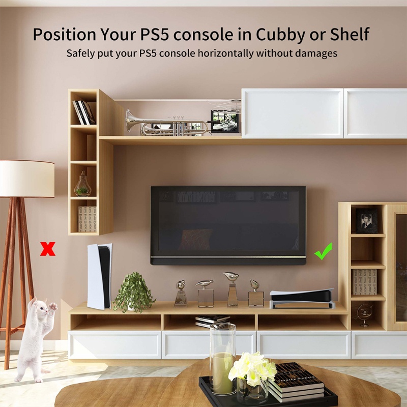 Btsg Rak Penyimpanan Horizontal Konsol Game Lay the Stand Portable Stand Untuk Host