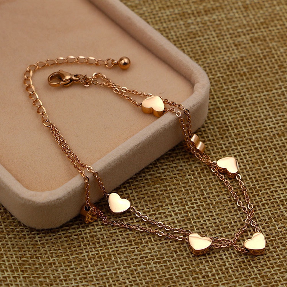 Hu Hu Hu Hu Hu Alat Bantu Pasang Kacamata♡ Gelang Rantai Dua Lapis Bentuk Hati Bahan Alloy Untuk Wanita