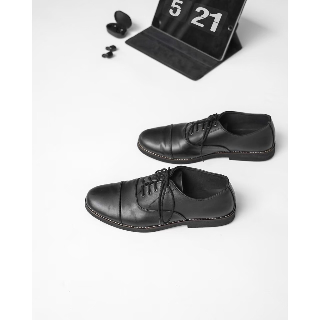 OXFORD BLACK - Sepatu Pantofel Pria Pantofel Hitam Pria Sepatu Pantopel Fantofel Kasual Formal Kerja