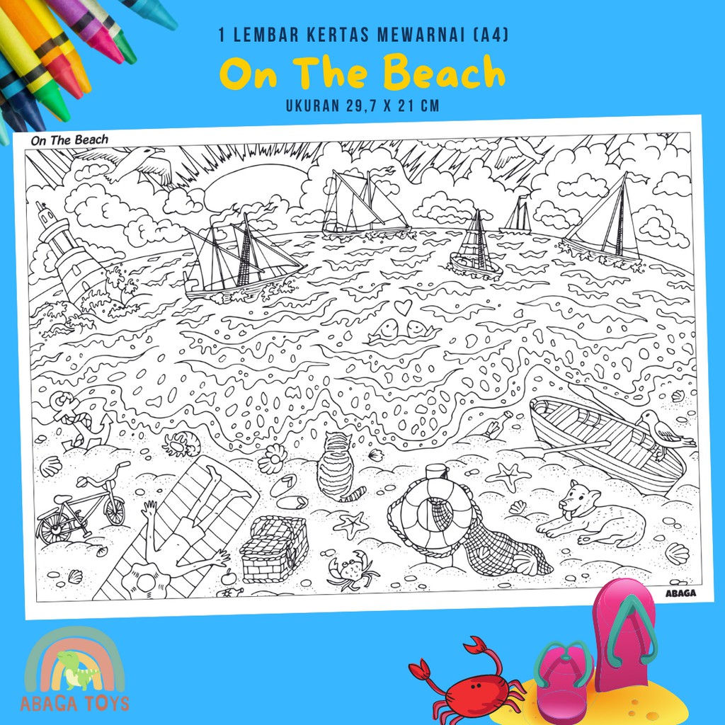 (Min Order 10Pcs) Kertas Gambar Mewarnai A4 - Latih Imajinasi, Kreativitas, Eksplorasi Warna (Coloring Page)-7