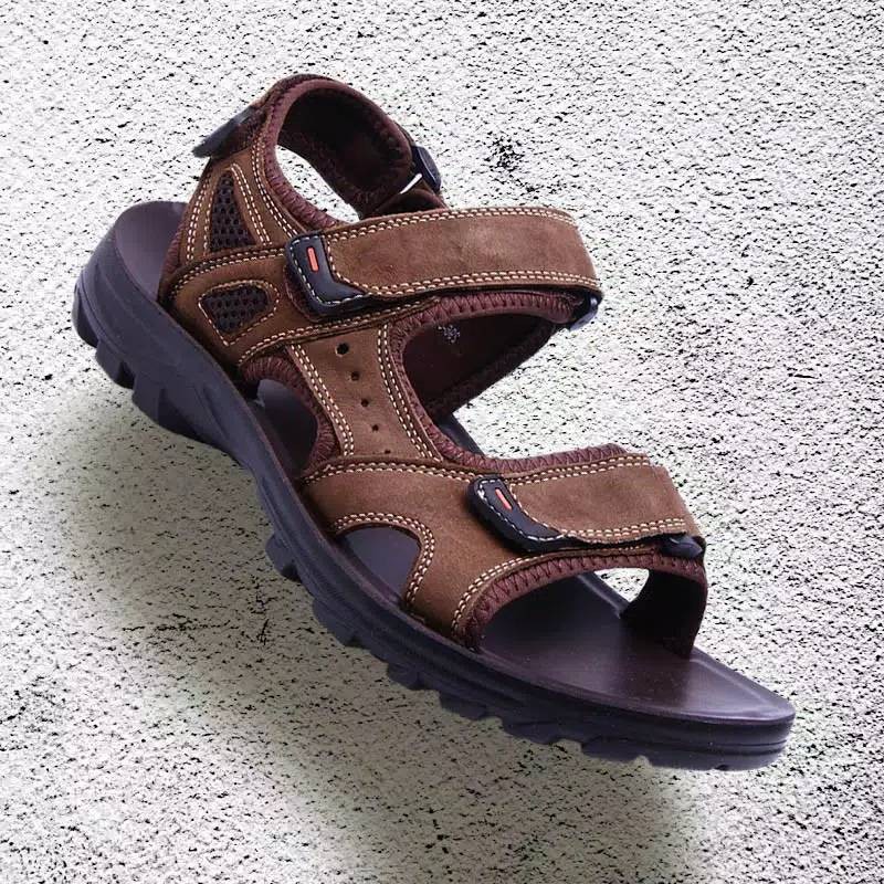 Sandal Gunung Pria Casual Kulit Asli Trendy Ringan Antislip Sepatu