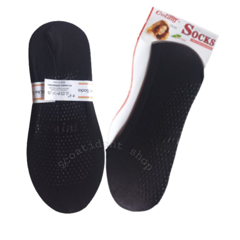 Kaos kaki balet tipis anti slip wanita warna khusus hitam dan krem