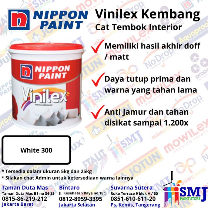 Jual Cat Tembok Cat Tembok Interior Nippon Paint Vinilex Bunga Warna Putih Uk Kg Shopee