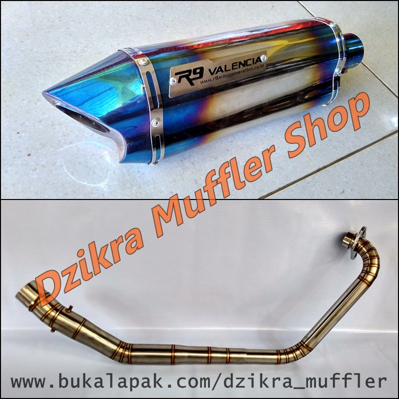 Knalpot R9 valencia half blue for Byson MX King Nmax R15 Vixion GSX Satria FU CB150R CBR150R Sonic