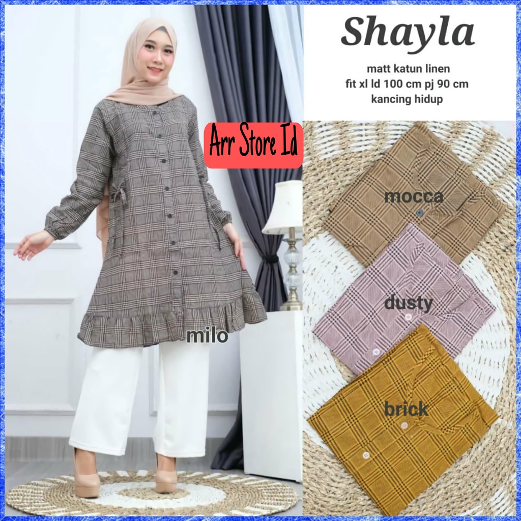 Baju Atasan Tunik Wanita Terbaru Motif Kotak Kotak Eksklusif Ld 100 P 90 Shayla Dress Allsize