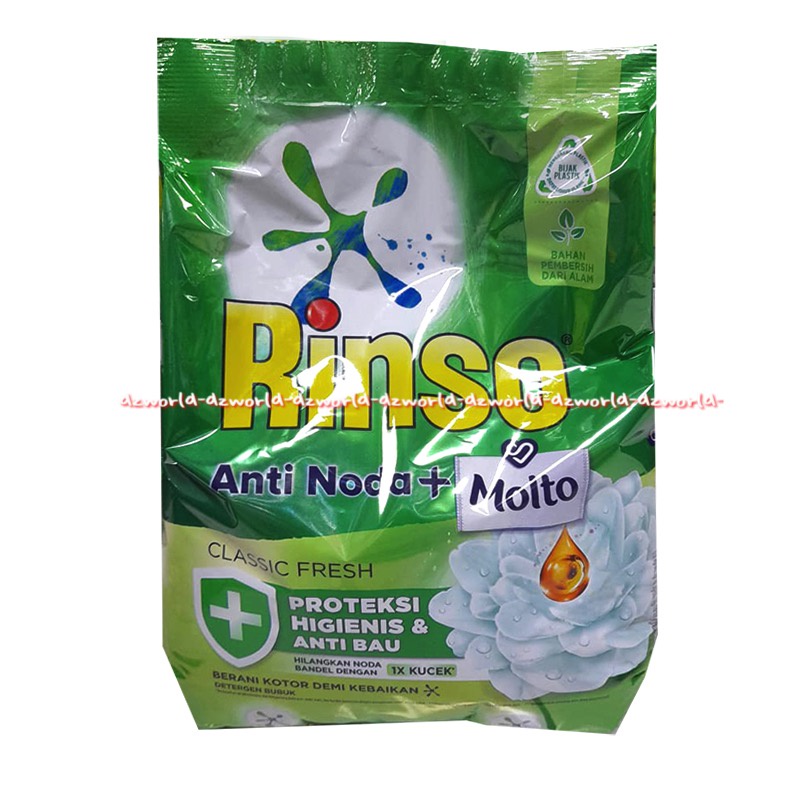 Rinso Anti Noda Classic Fresh 2kg 1x Kucek Detergen Bubuk Rinso Penghilang Noda Rinso Powder Sabun Cuci Baju Pakaian