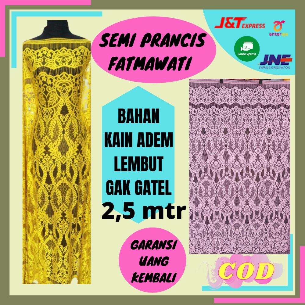 bahan bakal kain kebaya brokat brukat borkat burkat bruklat broklat semi prancis perancis francis france  fatmawati chantily original premium terbaru asli katun metalik bali 2,5 meter