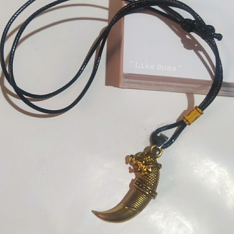 Kalung Tali Bandul Taring Naga Pria Keren Stainless Stell