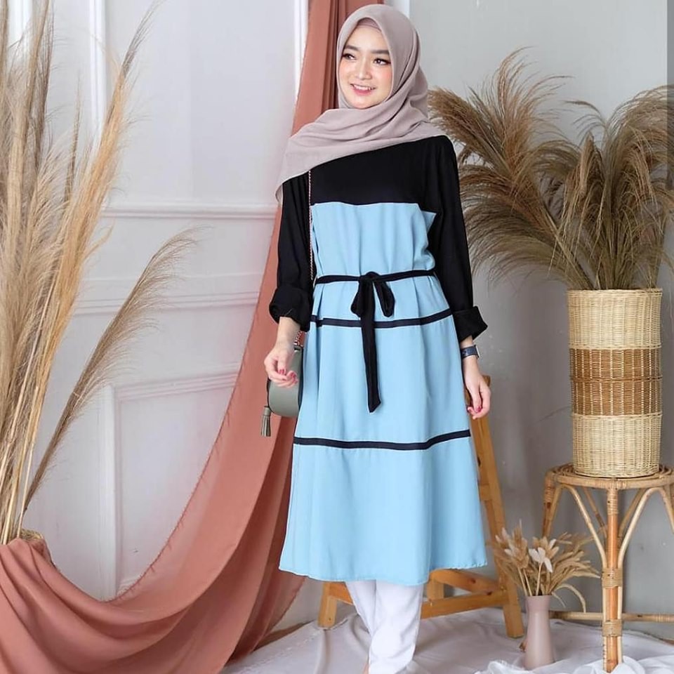 OCHA/CACA TUNIK Moscrepe Baju Tunik Panjang Kancing Hidup Baju Atasan Wanita Busui Modern Terbaru