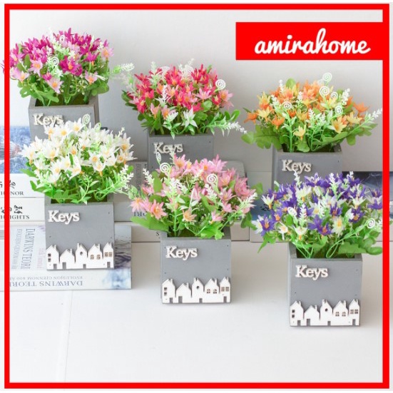 ARTIFICIAL POT KOTAK / Hiasan plastik / pajangan bunga Artificial / motif Daisy / bunga matahari