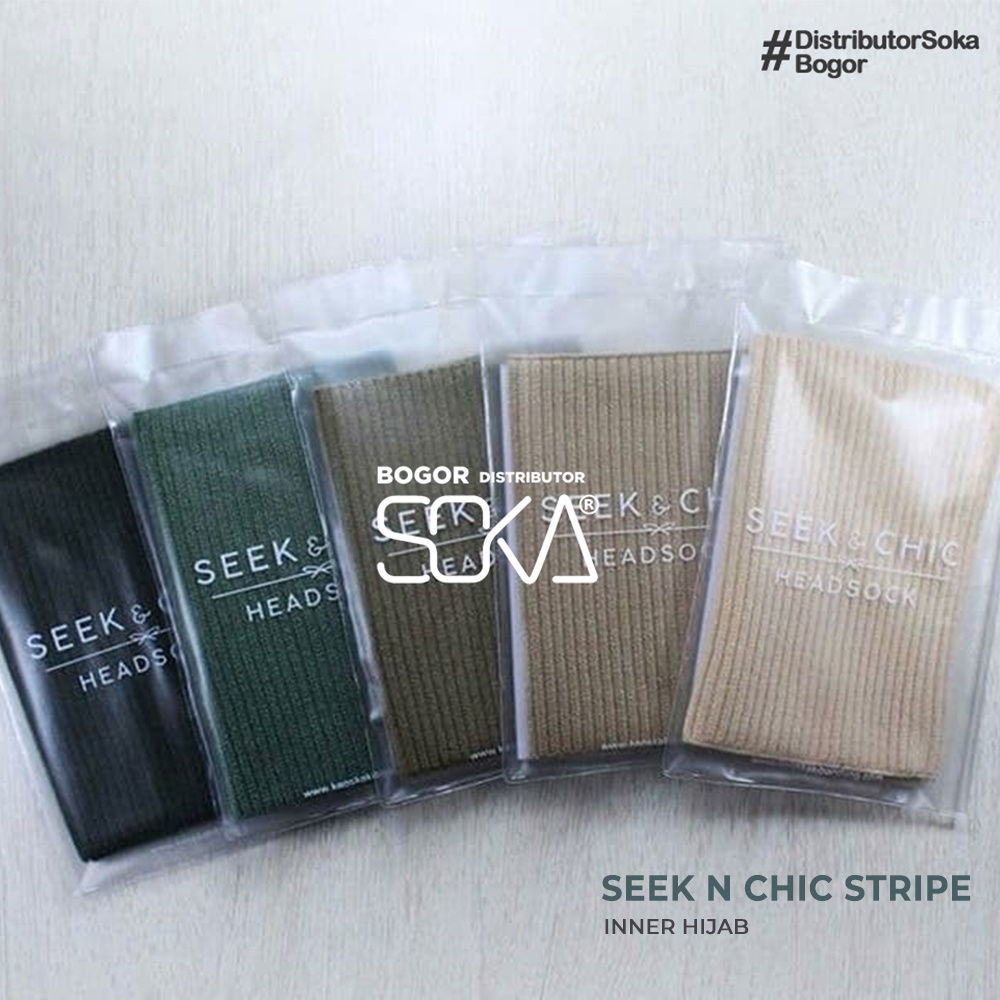 Inner Hijab Seek N Chic Stripe Premium - ciput bandana daleman kerudung