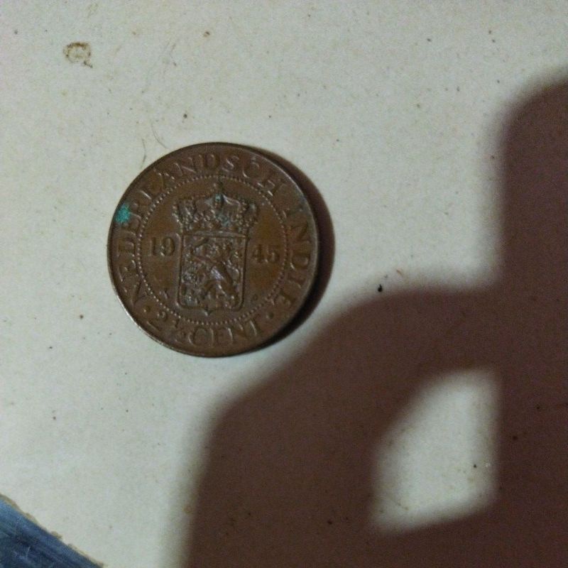 Uang kuno Nederlandsch indie 2 setengah cent Tahun 1945
