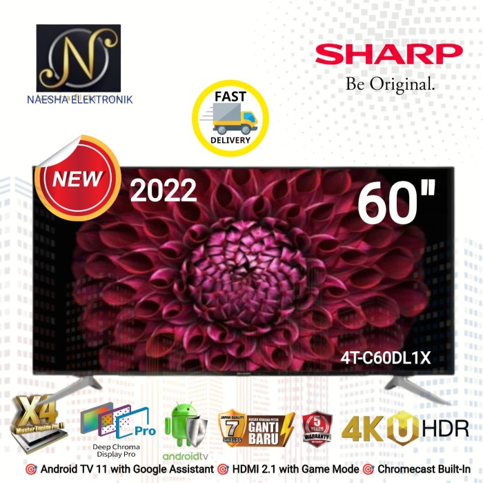 adrianisalsabila - SHARP ANDROID TV 60INCH 4K UHD ANDROID TERBARU 4T-C60DL1X