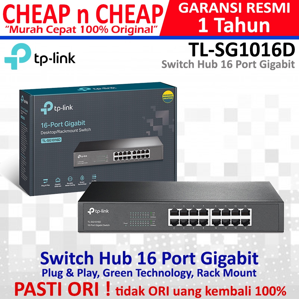 TP-Link TL-SG1016D 16 Port Gigabit Metal Switch Hub TPLink SG 1016D