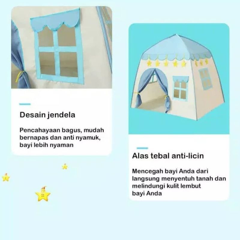 Tenda Anak Model House Rumah Jendela / Tenda Bermain Princess Castle Outdoor Biru dan Pink / Tenda RS 26 / Tenda rumah / Mainan tenda anak