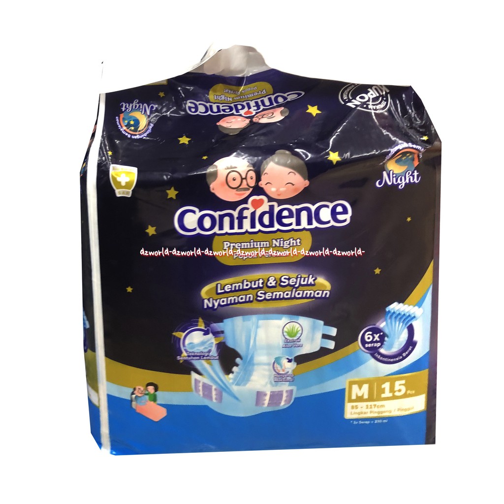Confidence Premium Night M 15 Popok Perekat Lembut Konfidence Confiden Diapers Orang Tua ORtu LAnsia Dewasa M15 Ukuran Medium Isi 15pads