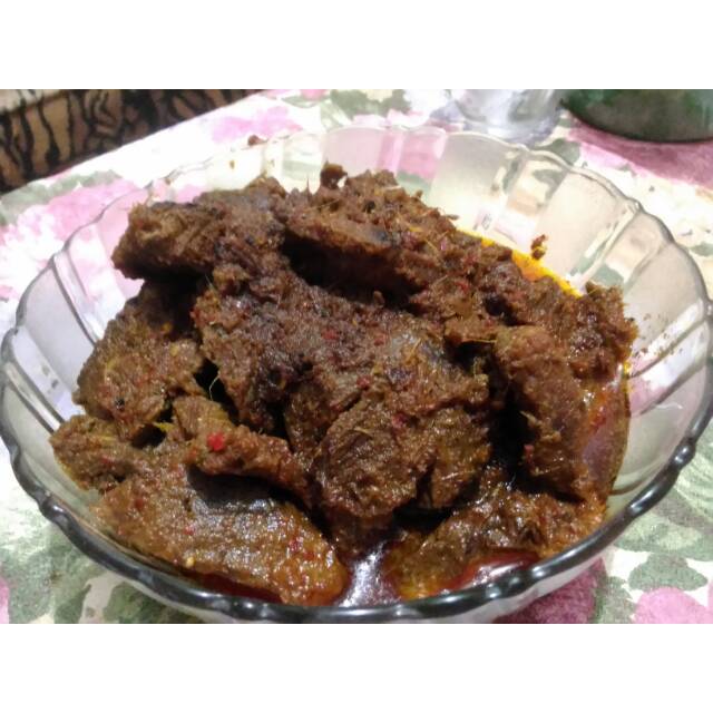 

Rendang daging, dendeng balado kering, jengkol balado