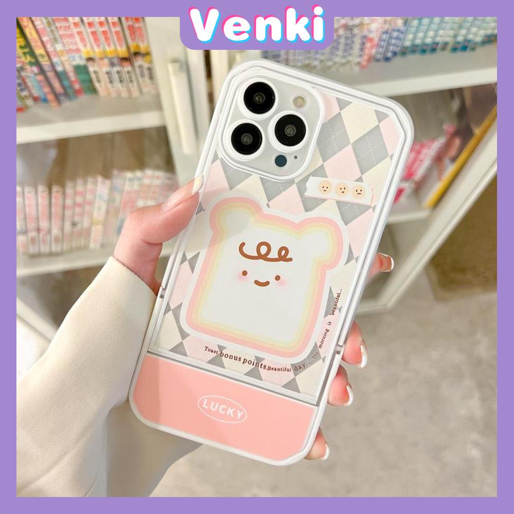 iPhone Case Acrylic Invisible Folding Stand Silicone Soft Case Airbag Shockproof Cover Camera Toast Cartoon Cute Compatible For iPhone 11 Pro Max 13 Pro Max 12 Pro Max 7Plus xr XS Max