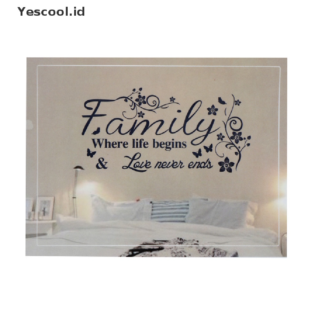 Stiker Dinding decal Desain family where life begins Dan love never ends