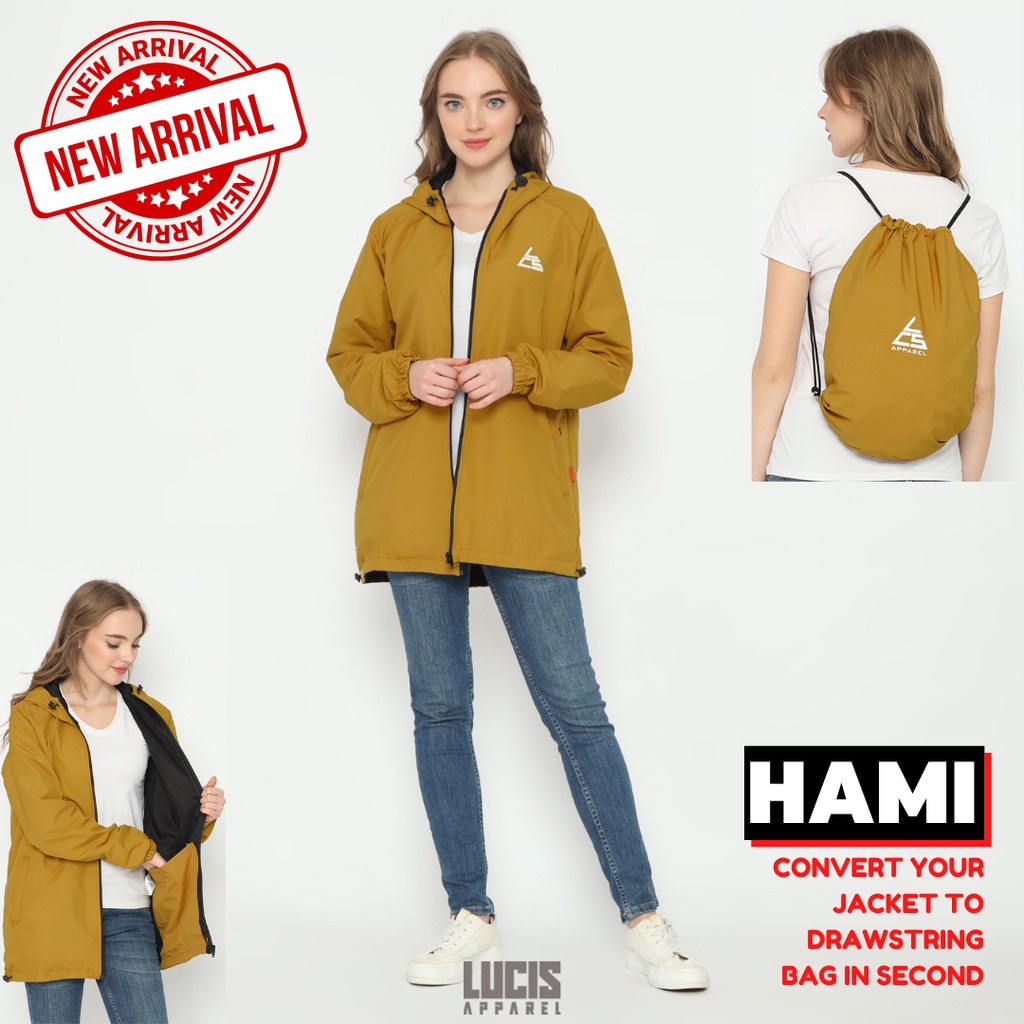 Jaket jadi Tas serut Multifungsi Pria Wanita Unik HAMI